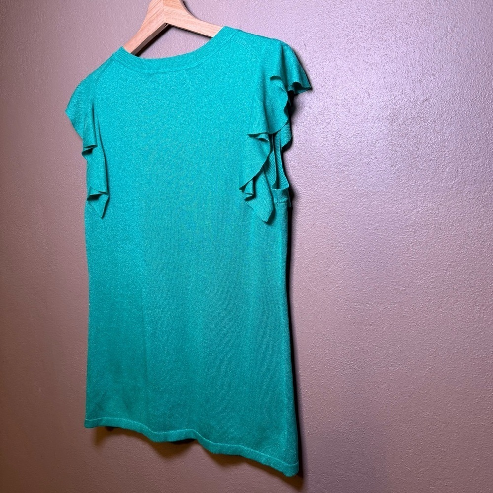 Banana Republic Sleeveless Ruffle Sweater Short Sleeve Green Top Size Medium - Picture 11 of 15